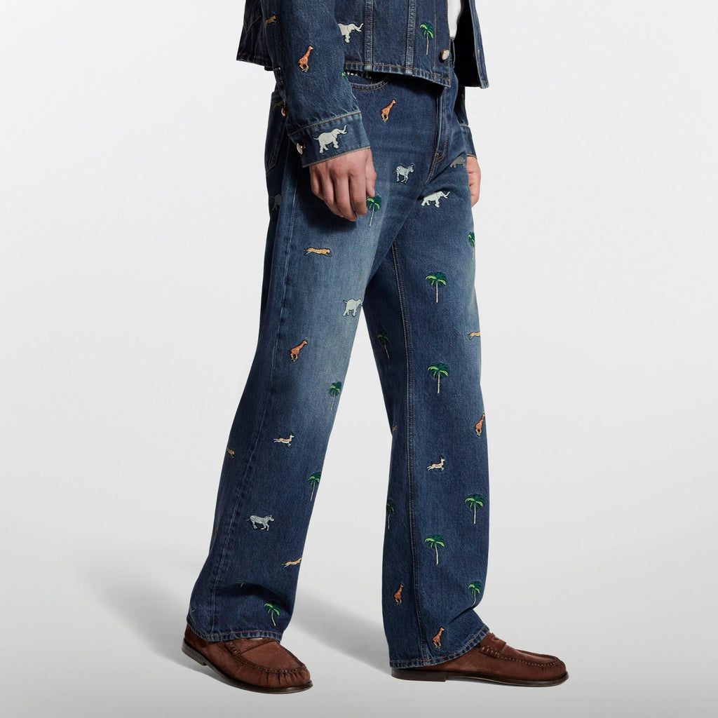 LV x The Darjeeling Limited Embroidered Denim Skate Pants