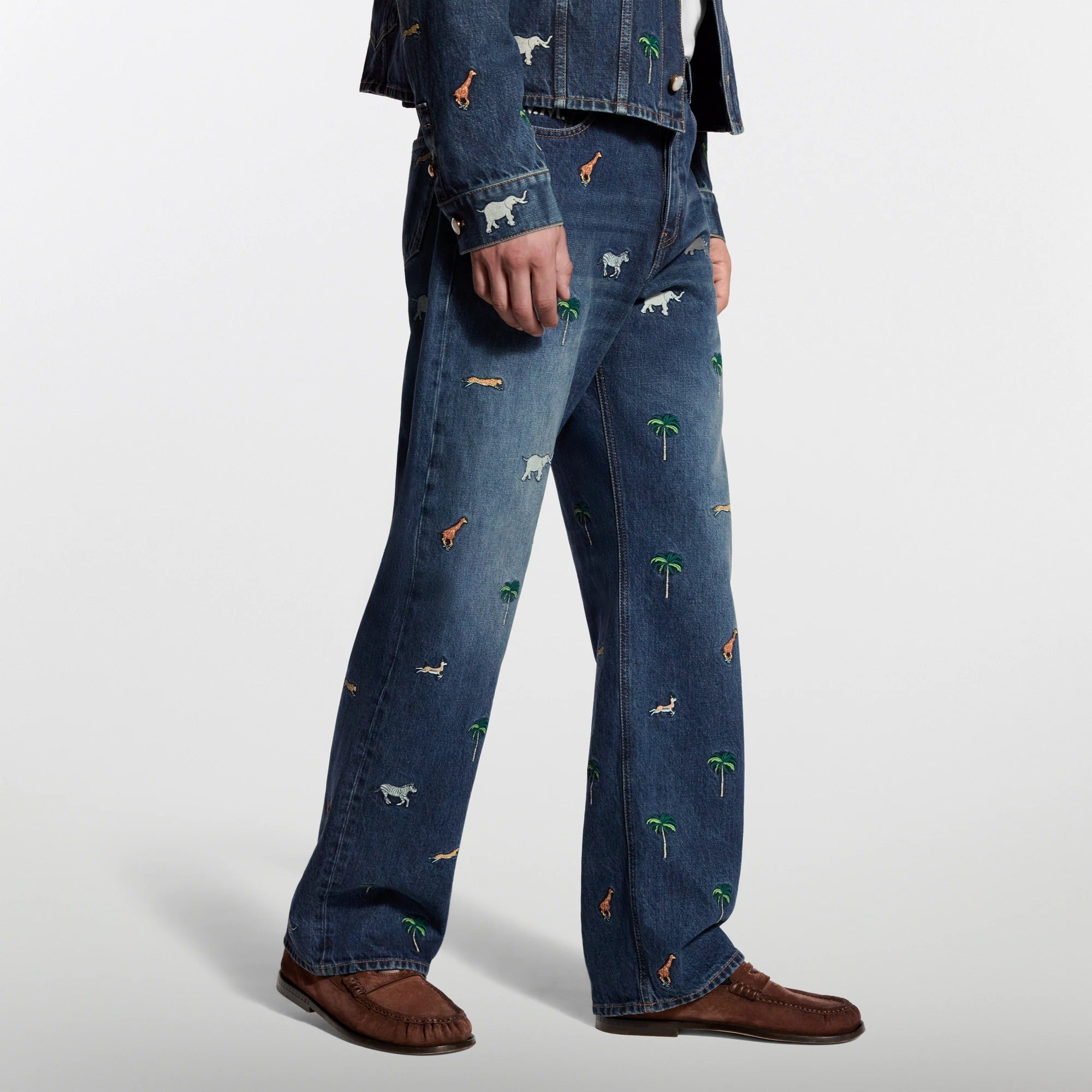 LV x The Darjeeling Limited Embroidered Denim Skate Pants