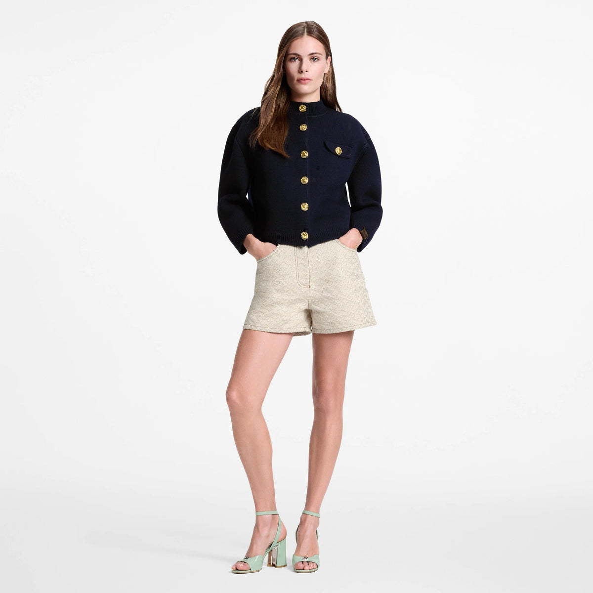 3D Monogram Denim Shorts
