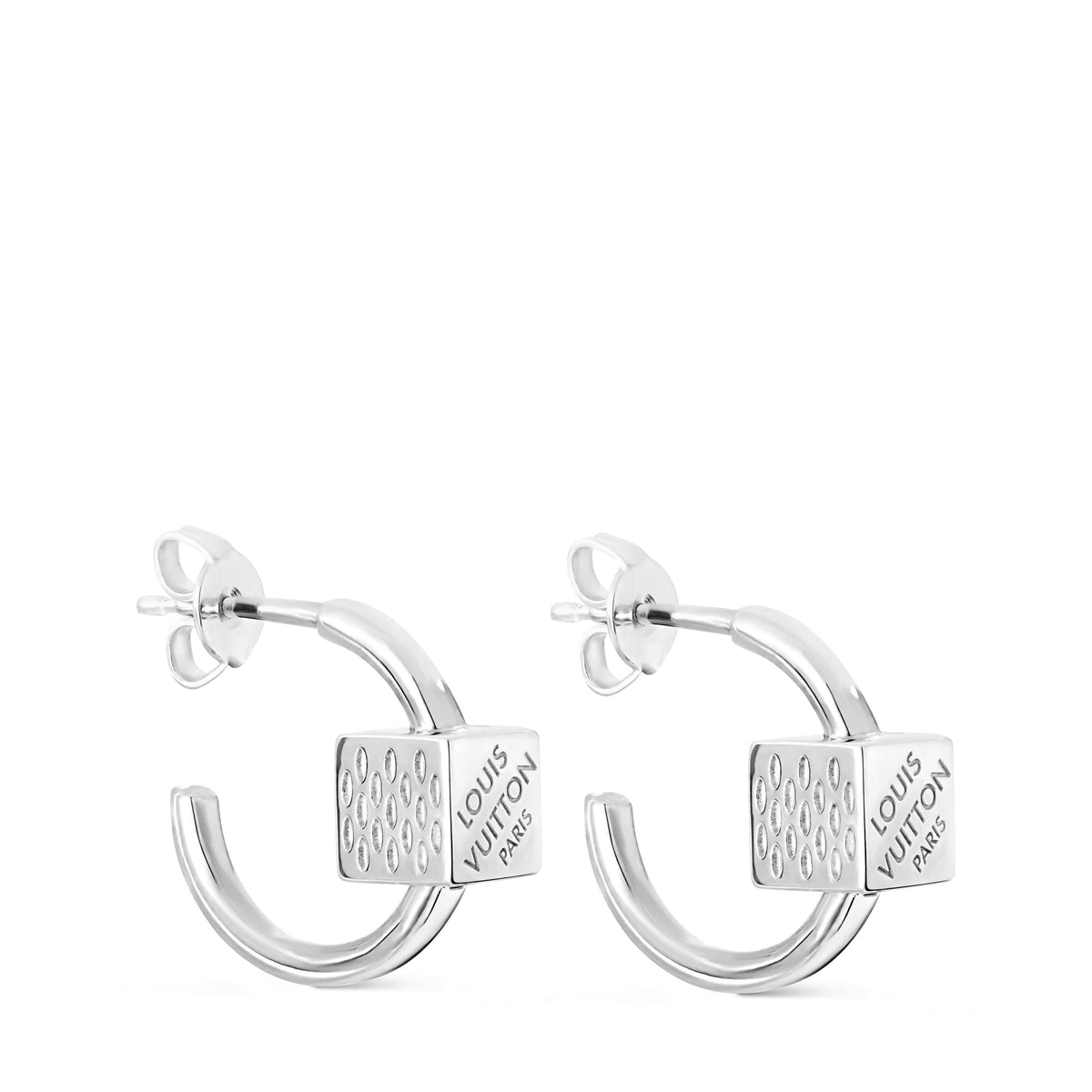 LV Cube Hoop Earrings Silver