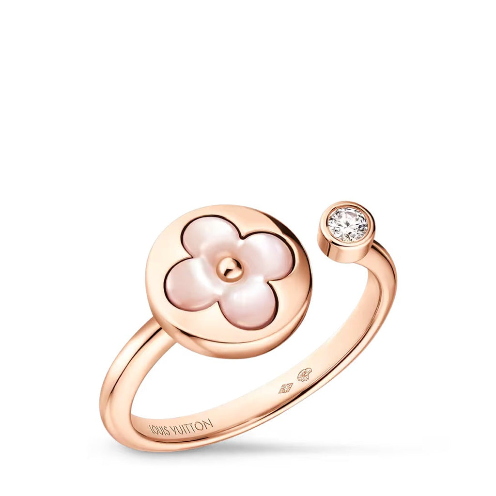 Color Blossom Mini Sun Ring, Pink Gold, Pink Mother-of-Pearl and Diamond