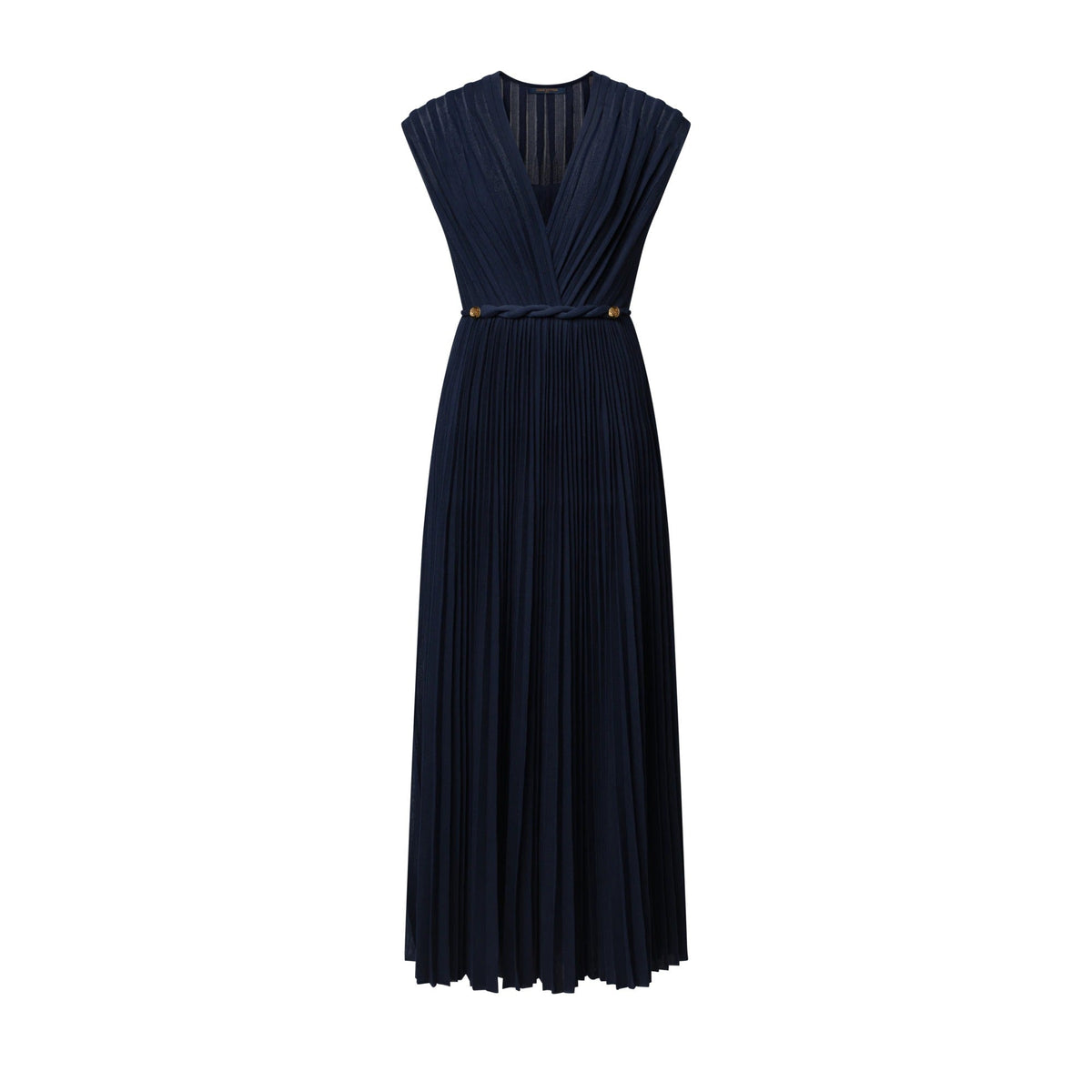 Twist Belt Pleated Dress