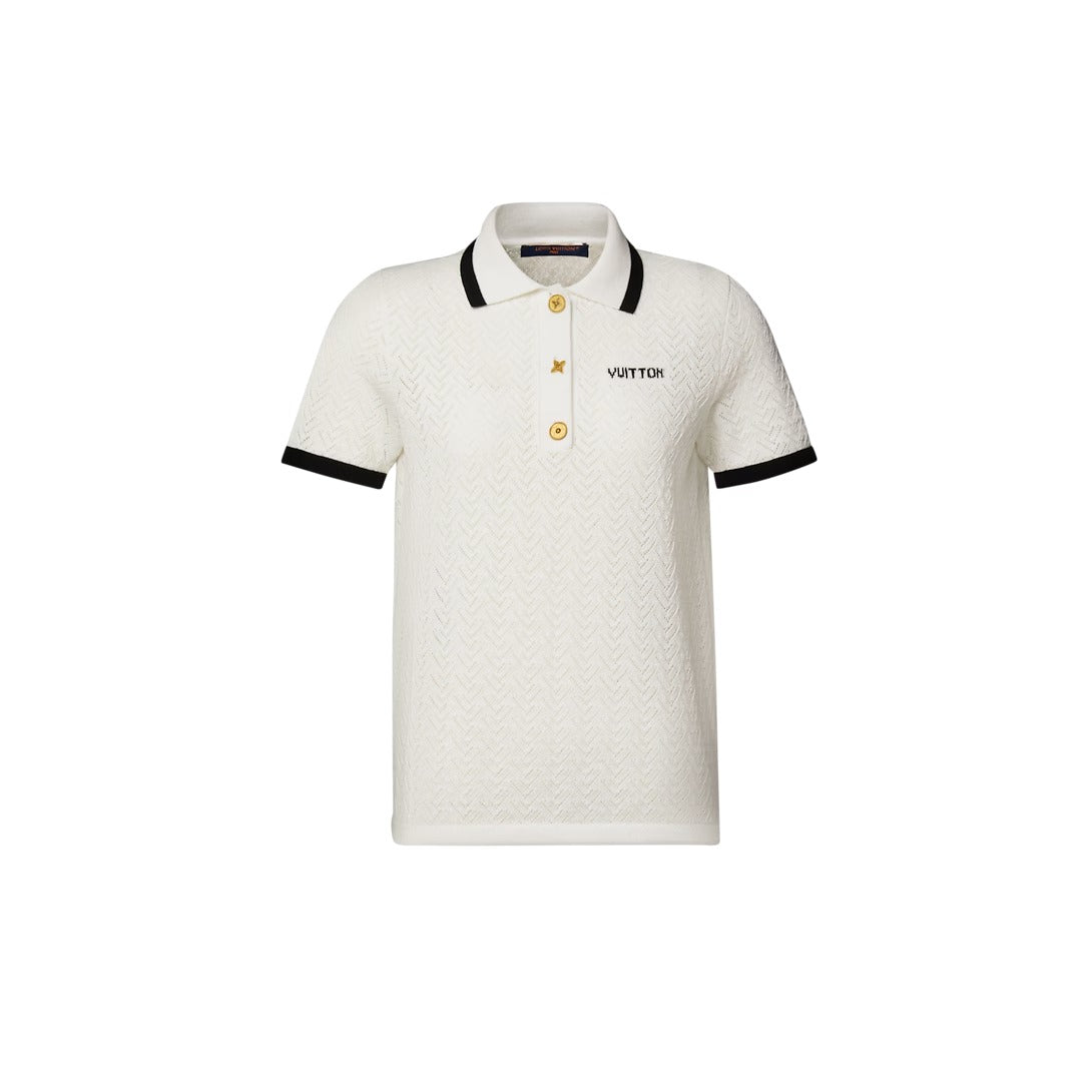Pointelle Polo Top