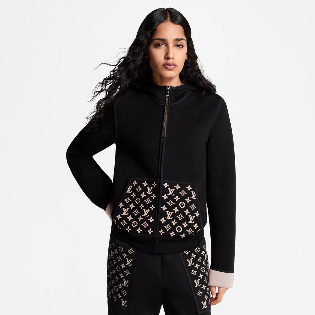 Monogram Accent Zip-Up Hoodie