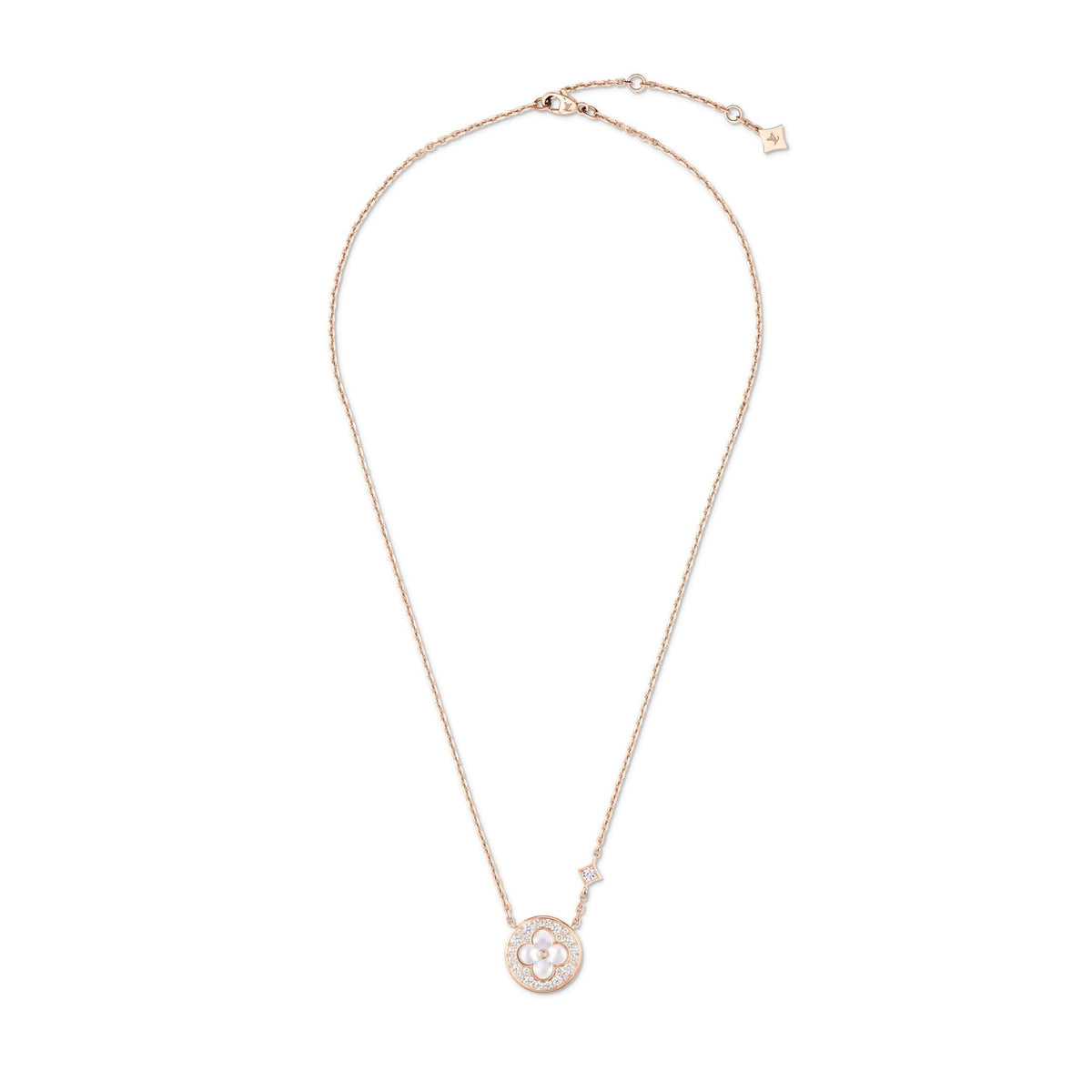 Color Blossom M Sun Pendant, Pink Gold, White Mother-of-Pearl and Diamonds