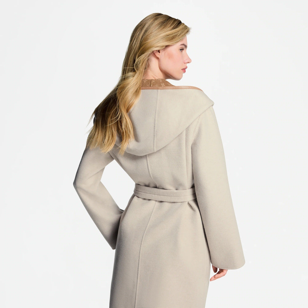 Reversible Signature Hooded Wrap Coat