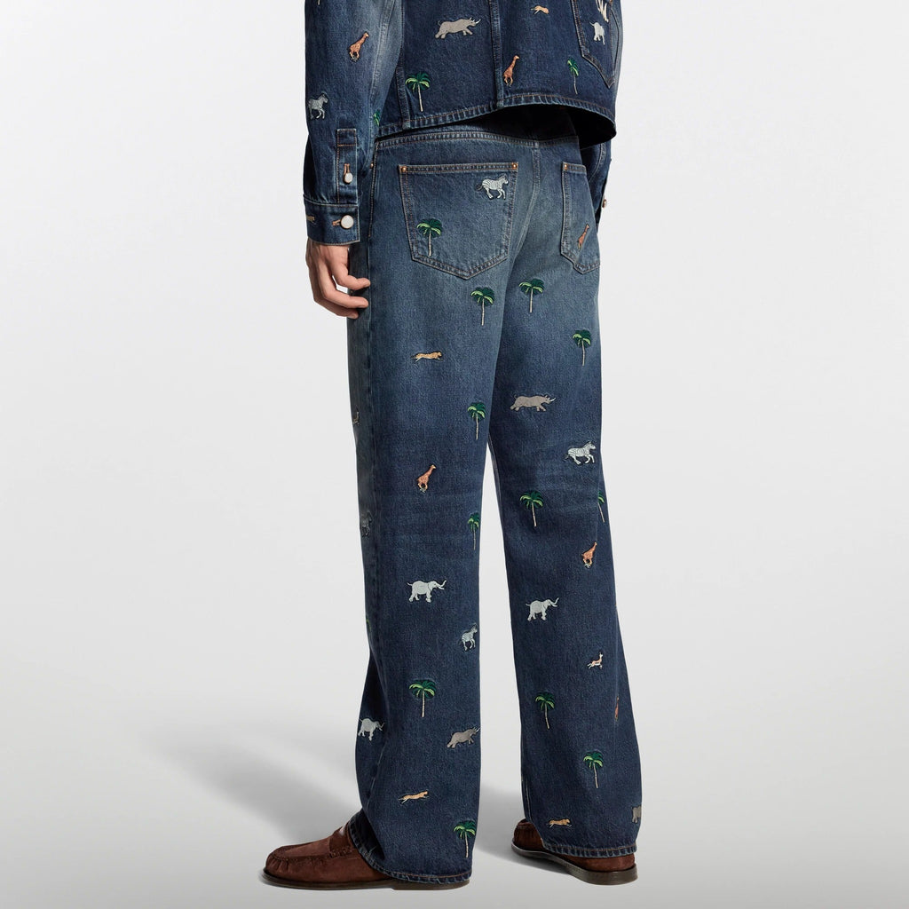 LV x The Darjeeling Limited Embroidered Denim Skate Pants