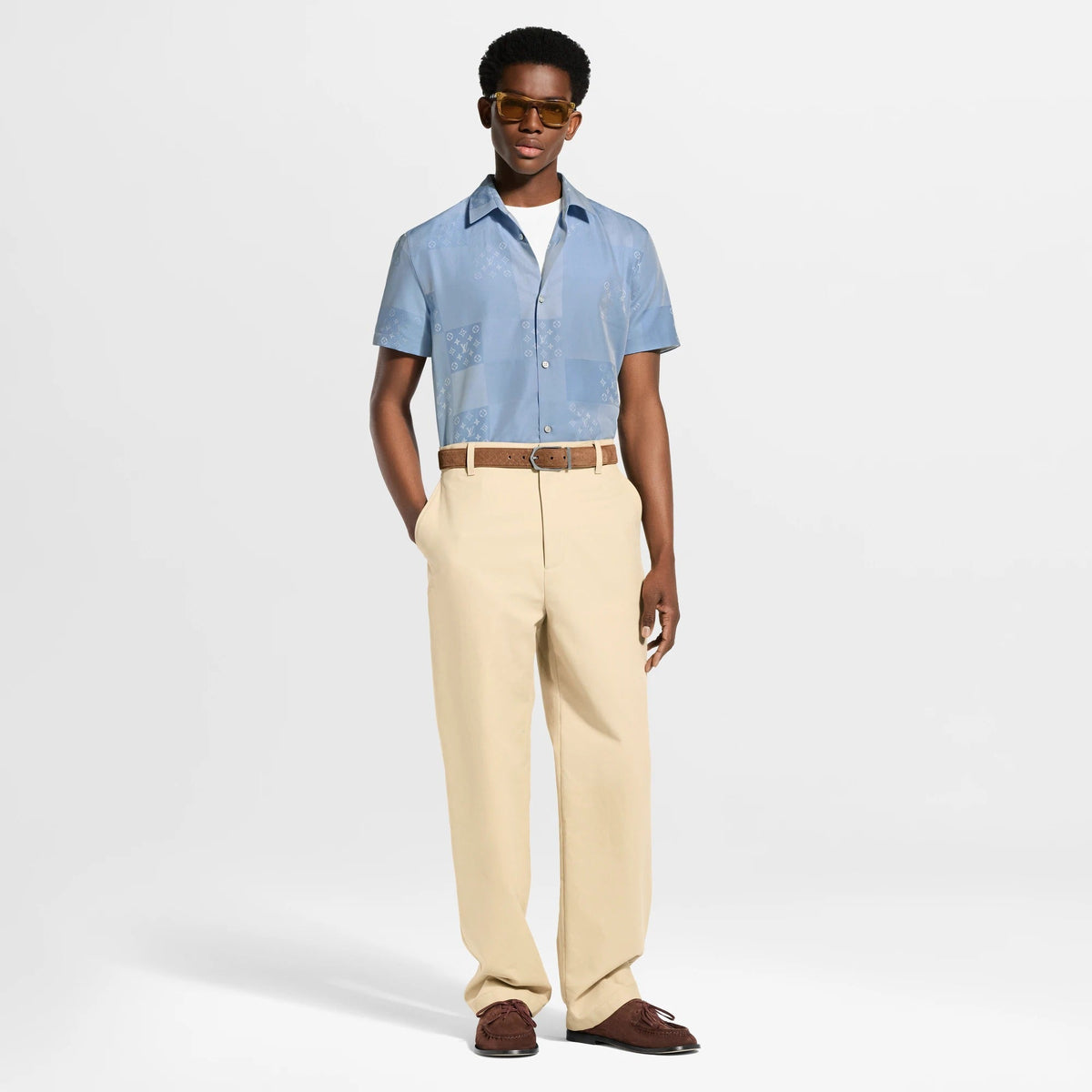 Patchwork Jacquard Short-Sleeved Shirt
