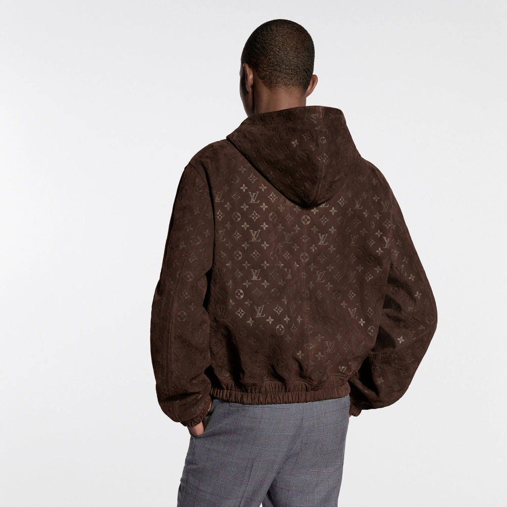 Monogram Embossed Suede Hoodie