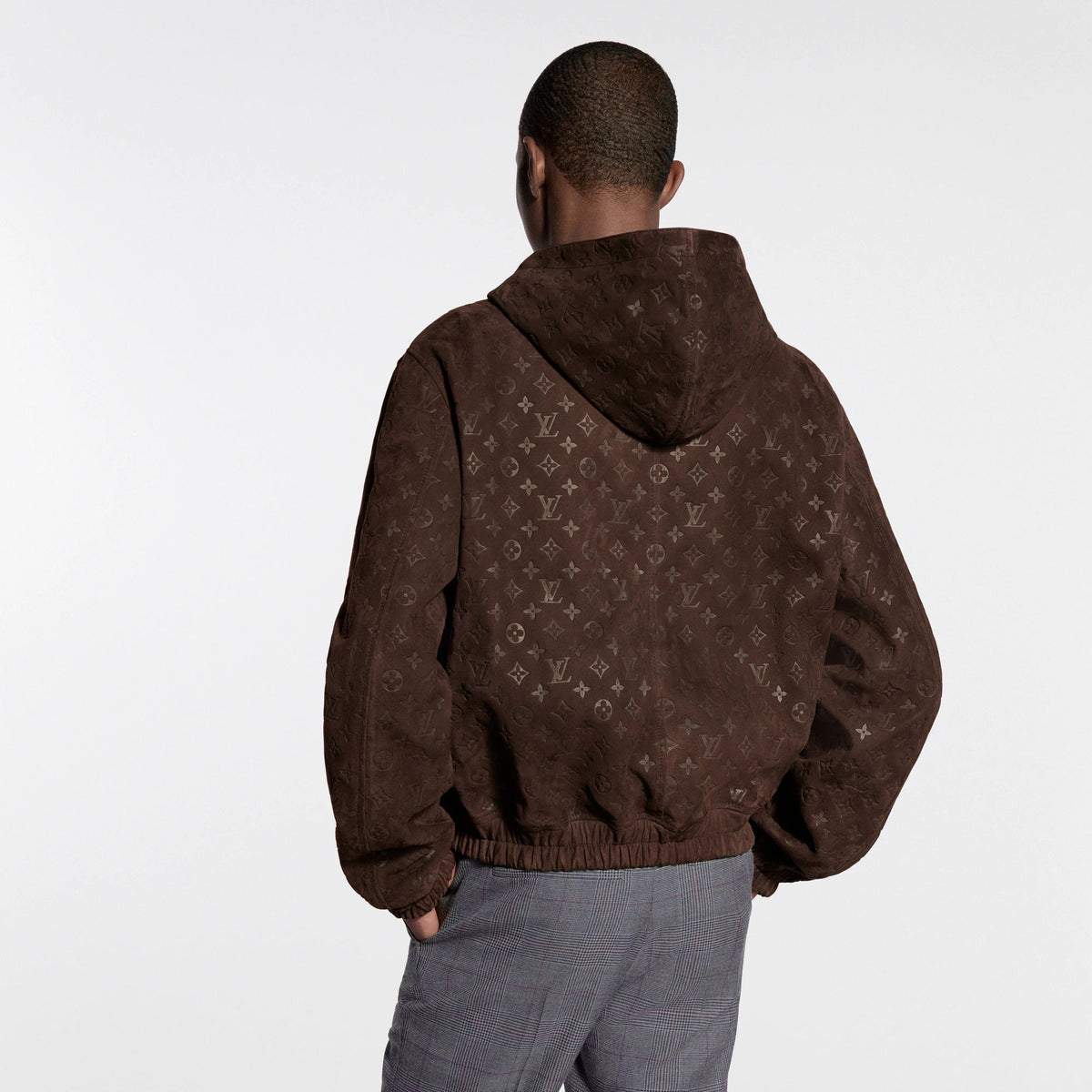 Monogram Embossed Suede Hoodie