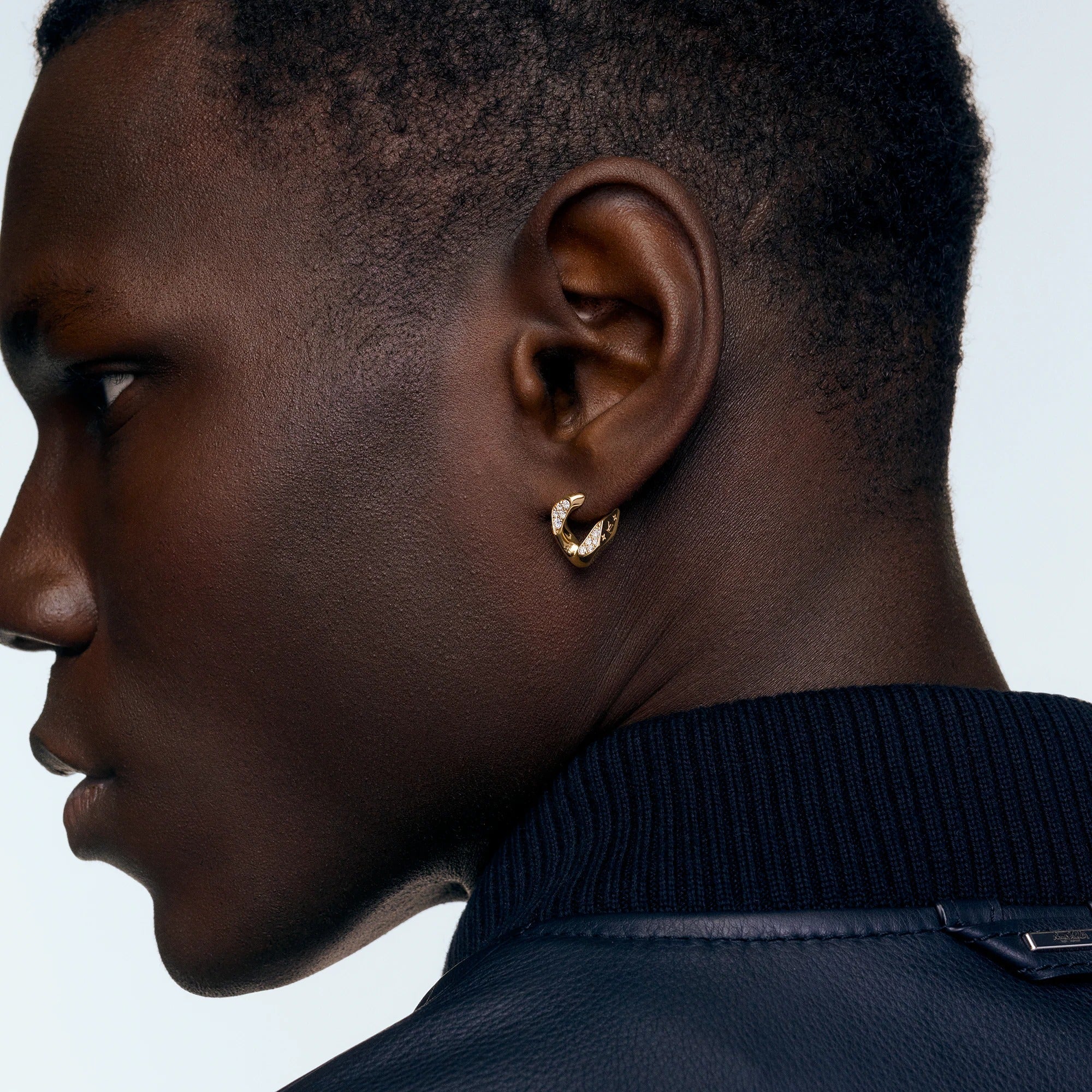 Cuban Chain Earrings, Yellow Gold and Diamonds
