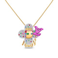 Vivienne Celebration Pendant, Yellow Gold, White Gold, Titanium, Diamonds and Colored Gemstones