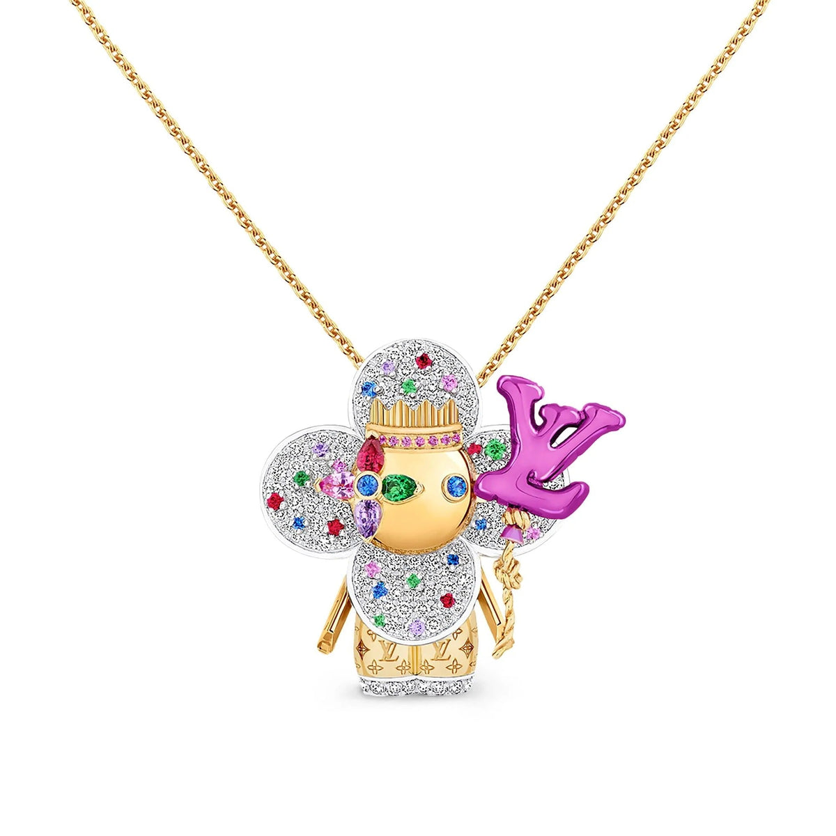 Vivienne Celebration Pendant, Yellow Gold, White Gold, Titanium, Diamonds and Colored Gemstones