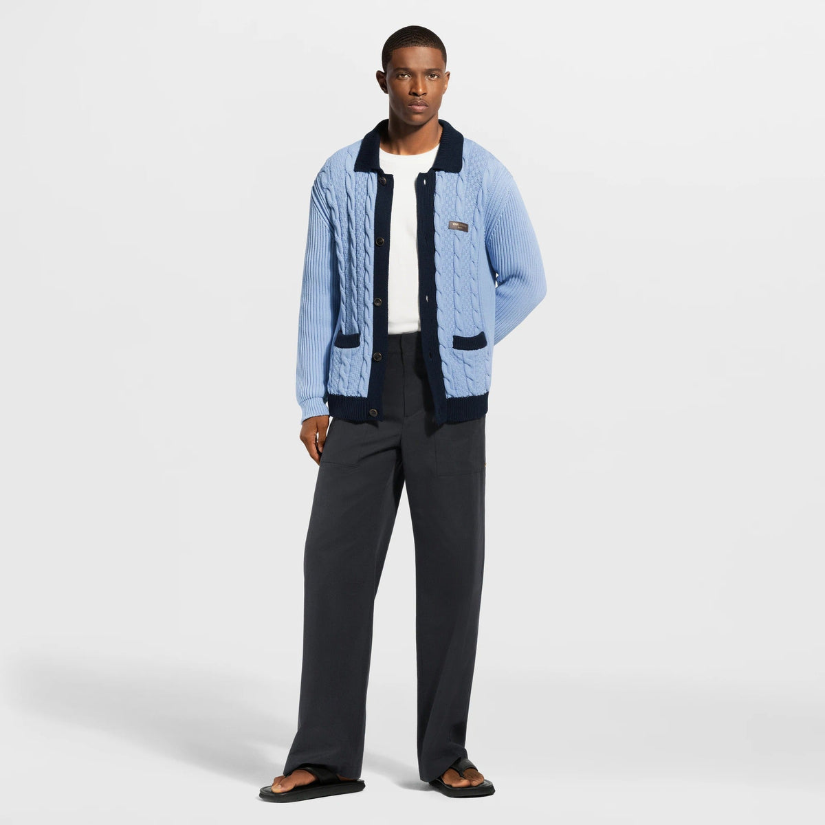 Cable-Knit Shirt Cardigan