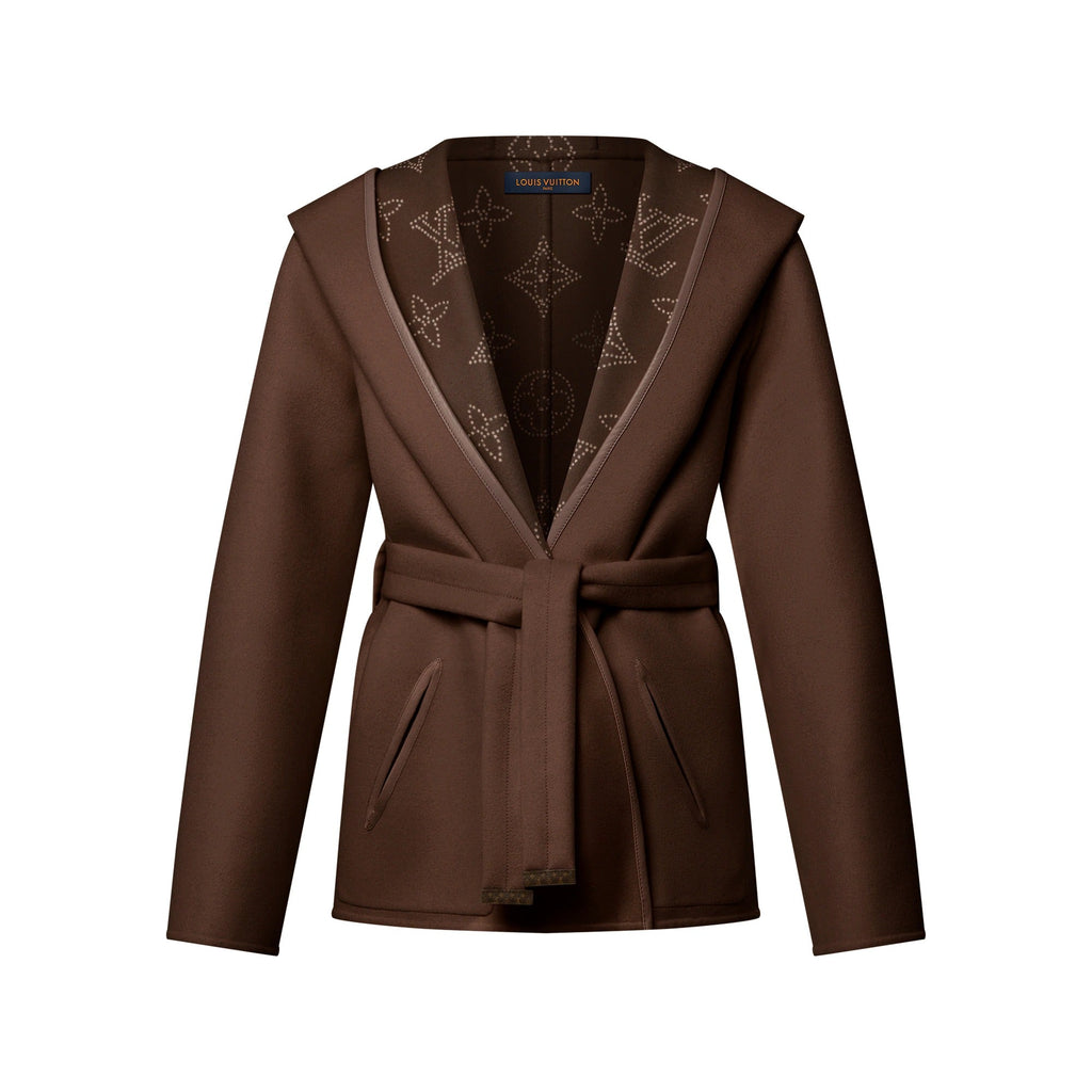 Reversible Short Hooded Wrap Coat