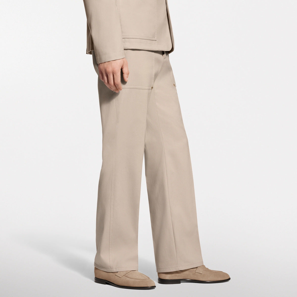 Cotton-Silk Tailored Workwear Pants