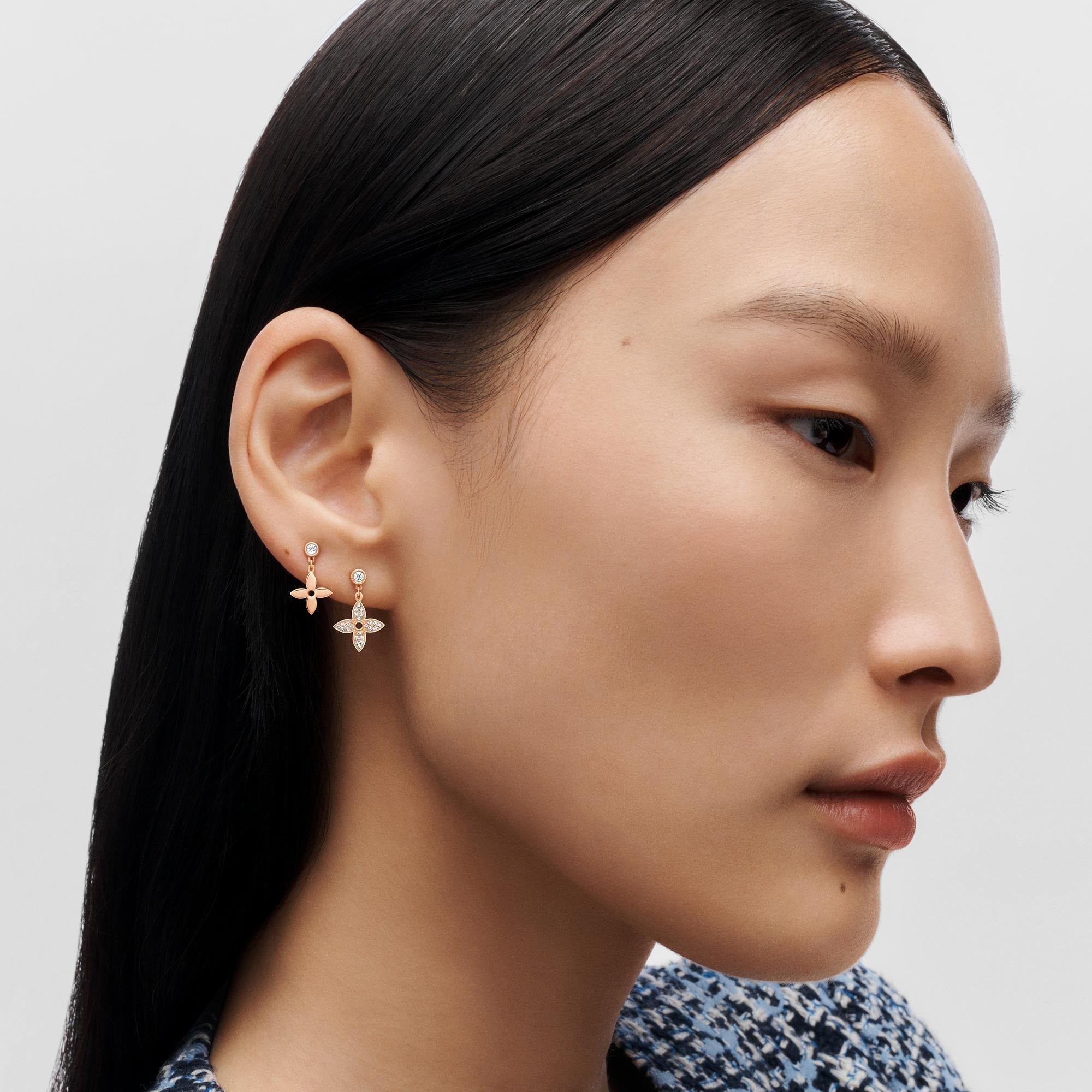 Idylle Blossom Ear Stud, Pink Gold And Diamonds - Per Unit