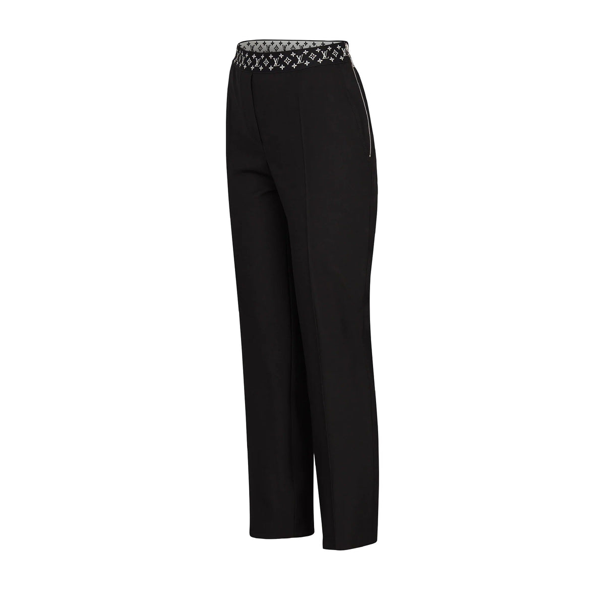 Straight Cut Pants With Monogram Elastic Belt