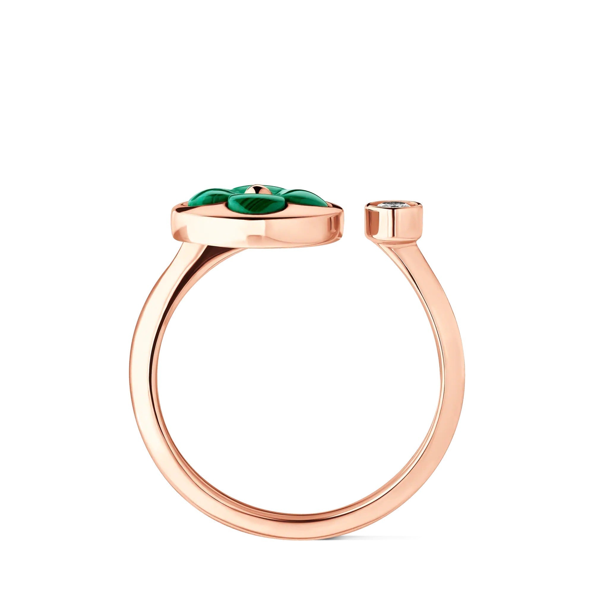 Color Blossom Mini Sun Ring, Pink Gold, Malachite and Diamond
