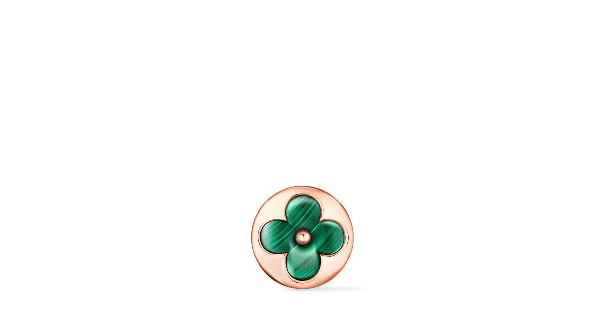 Color Blossom BB Sun Ear Stud, Pink Gold and Malachite - Per Unit