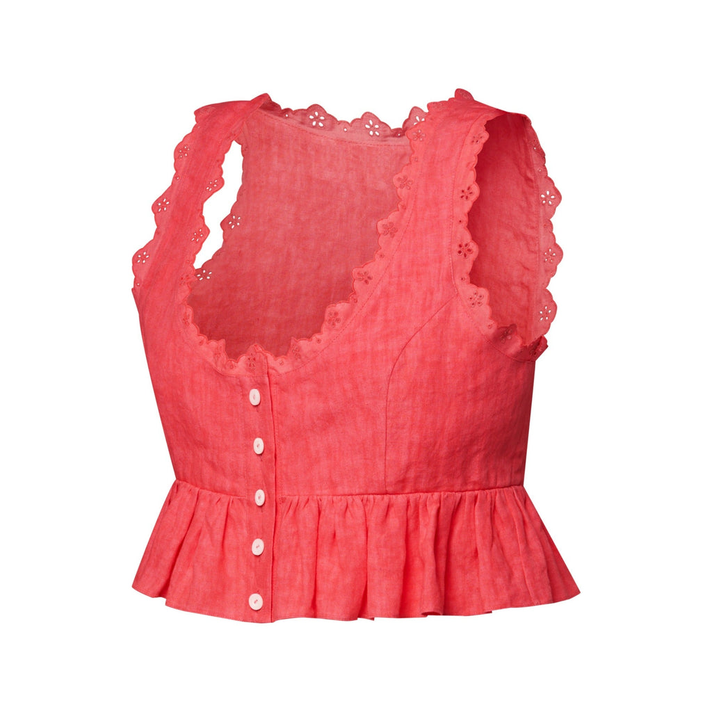Broderie Trim Peplum Crop Top