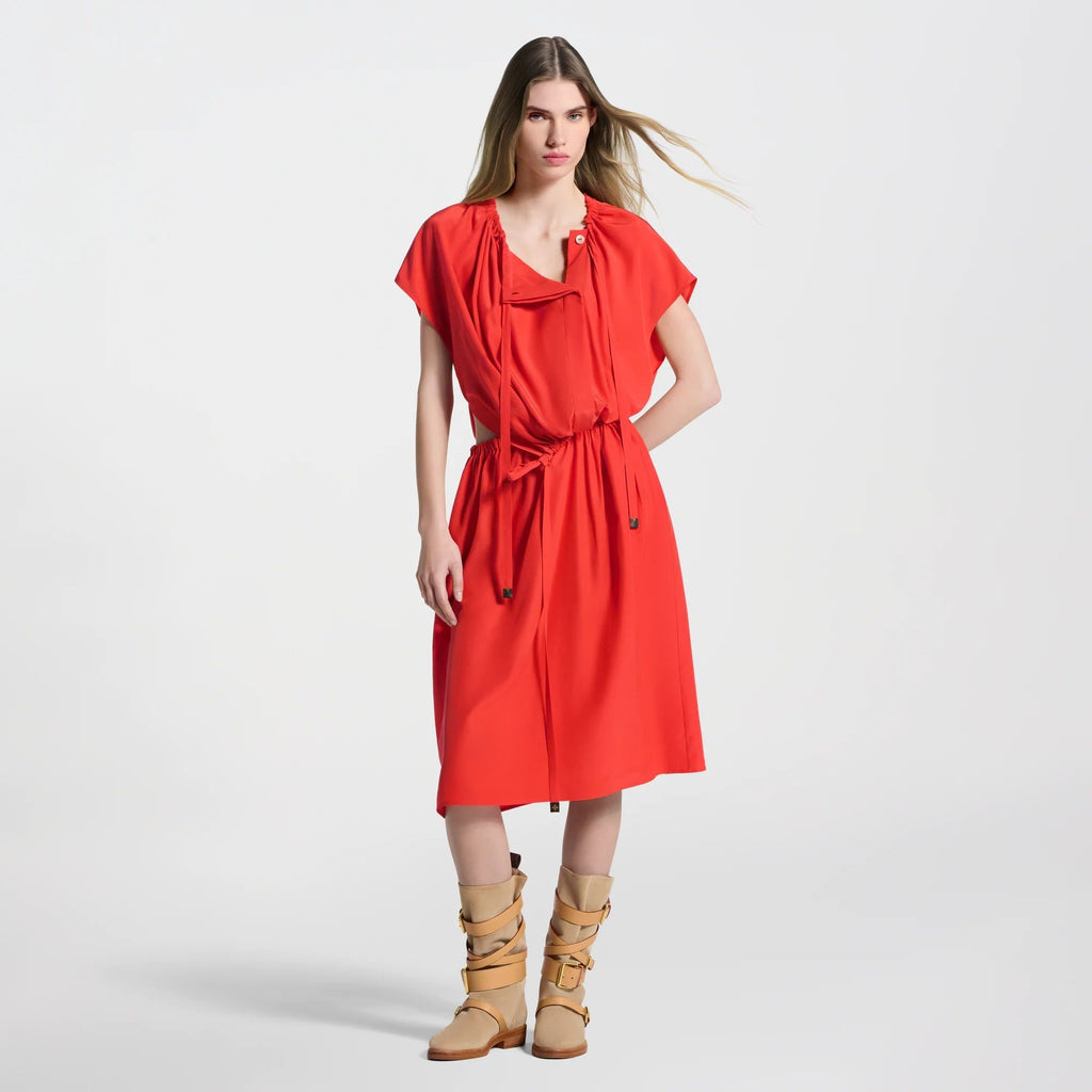 Washed Silk Drawstring Dress