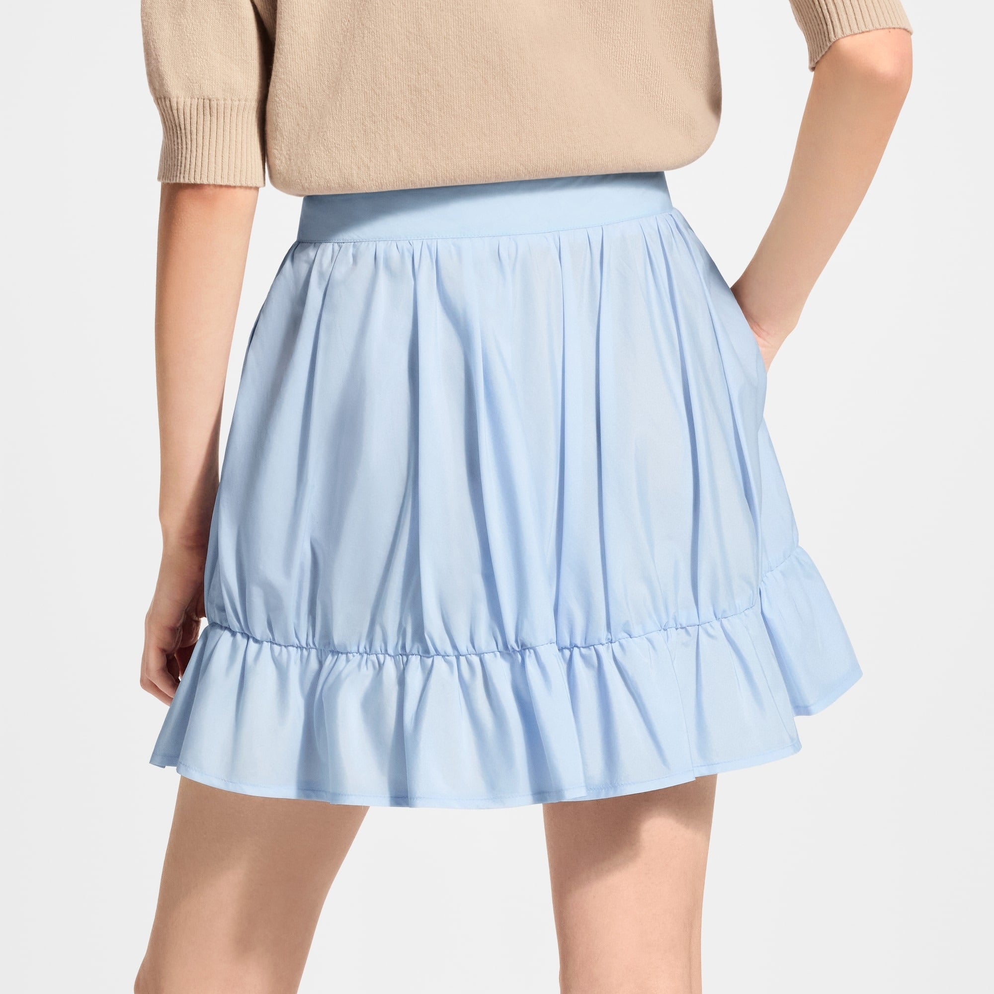 Zipper Front Ruffle Mini Skirt