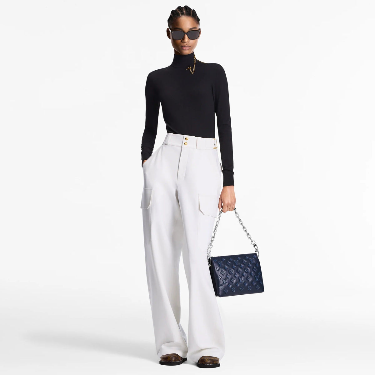 Shoulder Detail Turtleneck Sweater