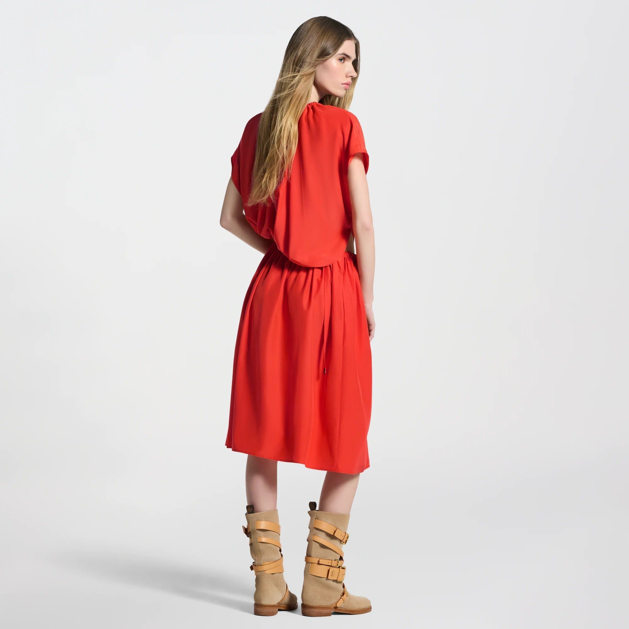 Washed Silk Drawstring Dress