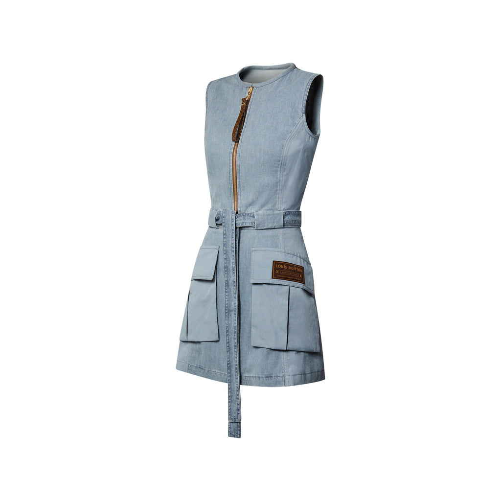 Utility Pocket Washed Denim Dress