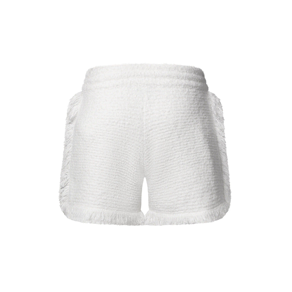Fringe Hem Toweling Shorts