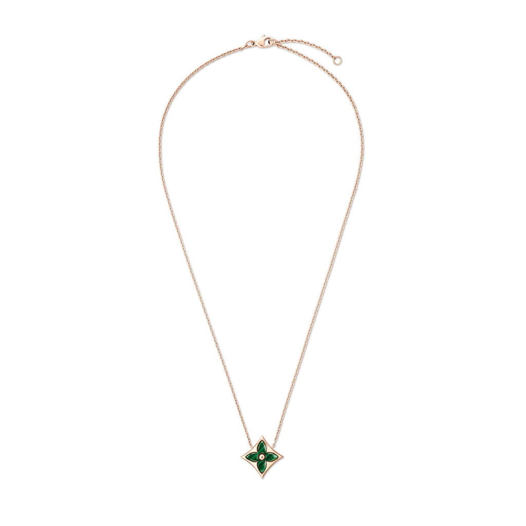 Color Blossom M Star Pendant, Pink Gold and Malachite