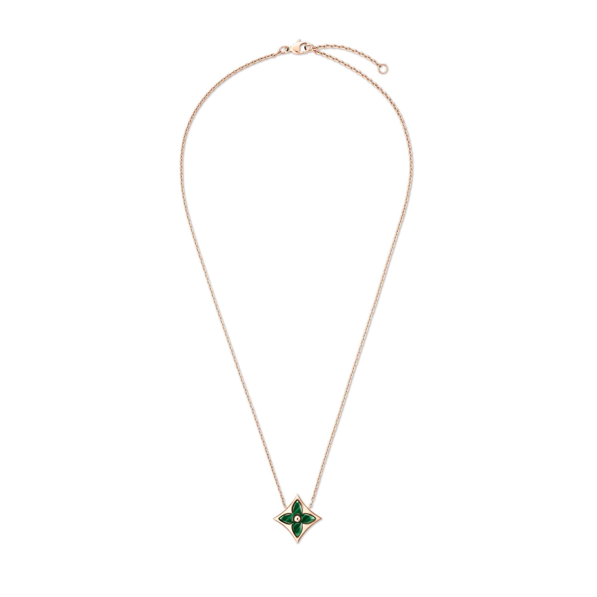 Color Blossom M Star Pendant, Pink Gold and Malachite