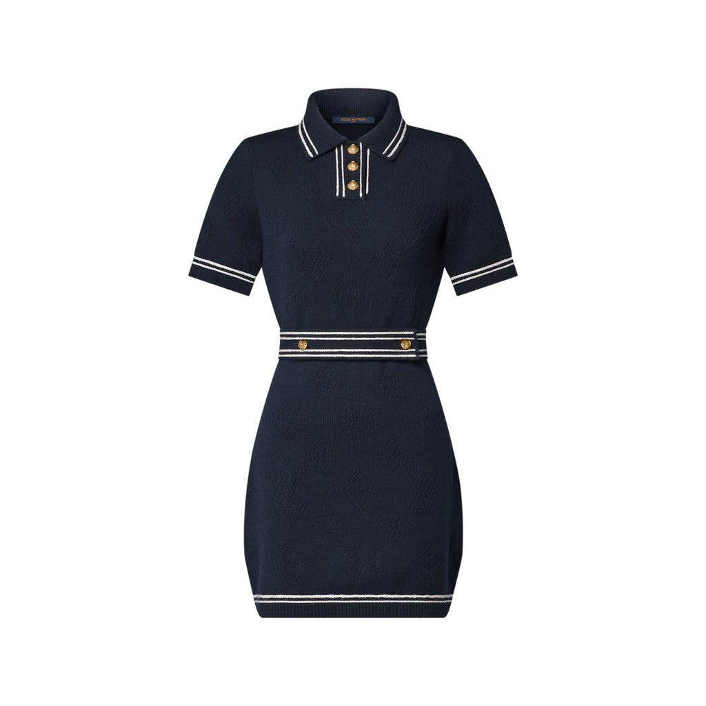 Contrast Accent Openwork Knit Dress