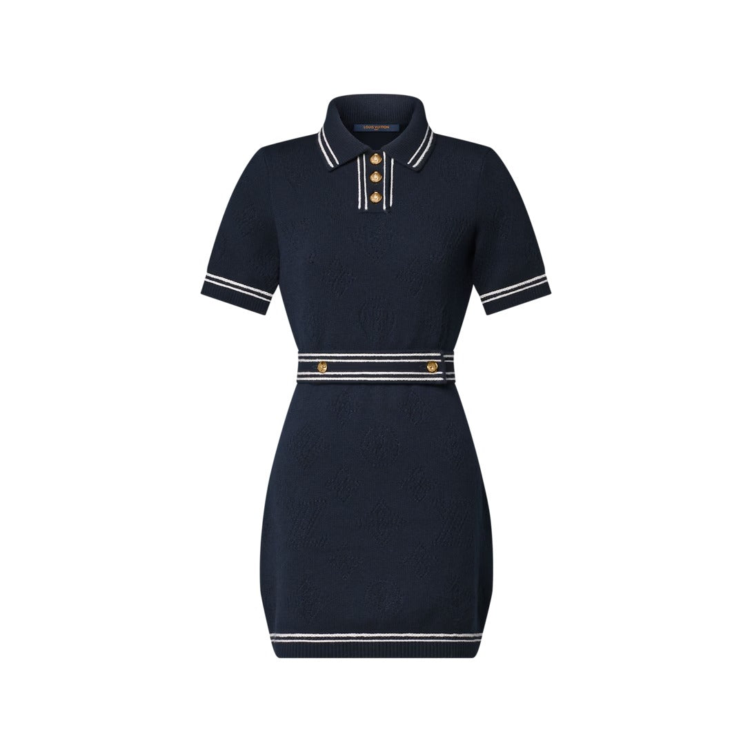 Contrast Accent Openwork Knit Dress