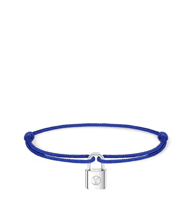 Silver Lockit Bracelet, Sterling Silver and Blue Polyester Cord