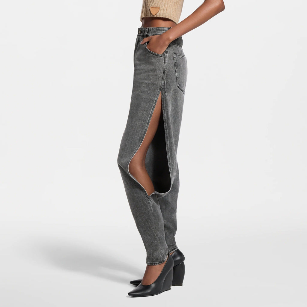 Split-Leg Tapered Balloon Jeans