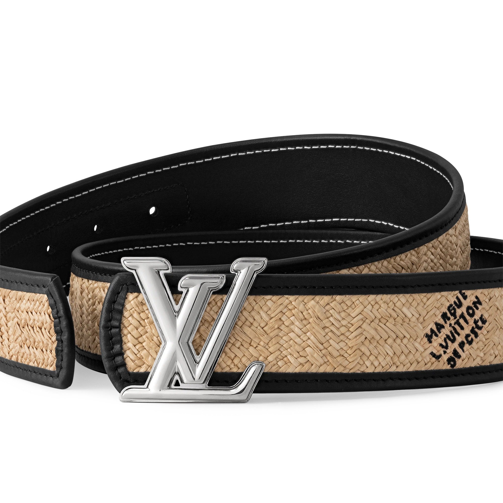 LV Dimension Raffia 40mm Reversible Belt