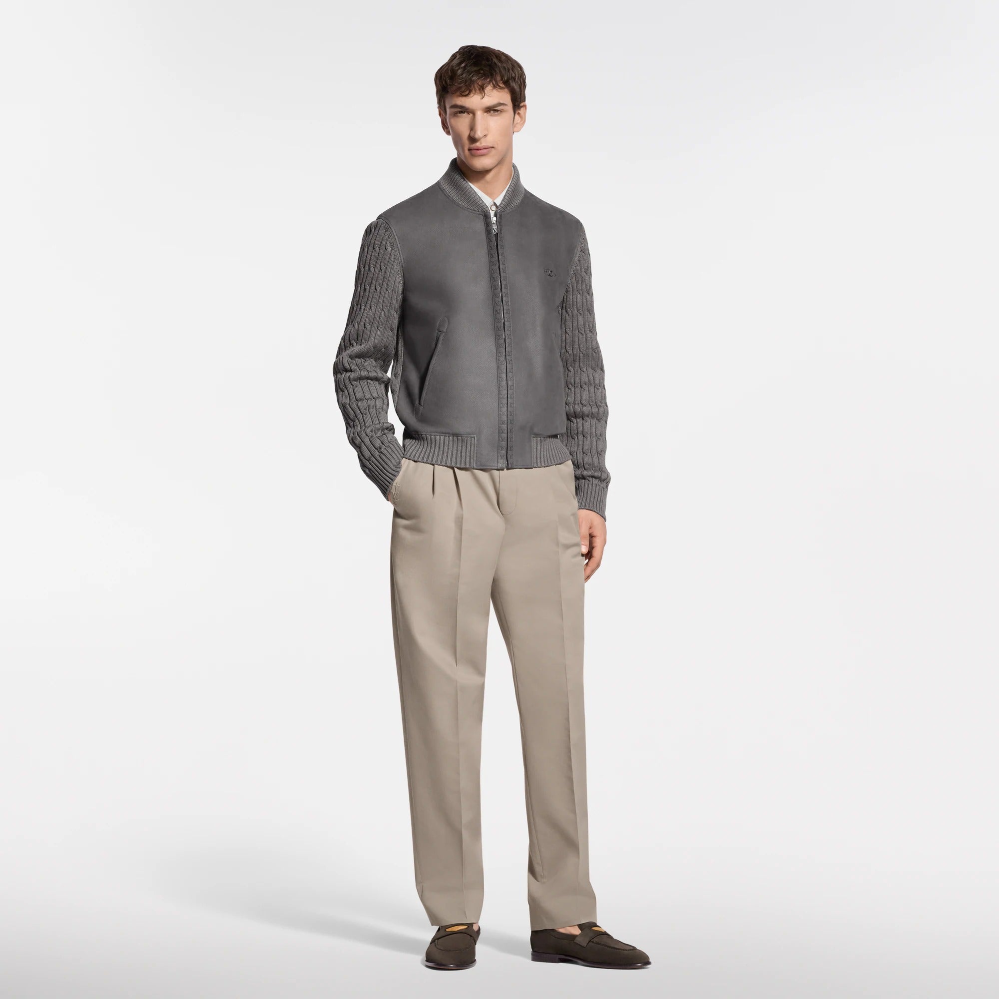 Mixed Suede And Knit Blouson
