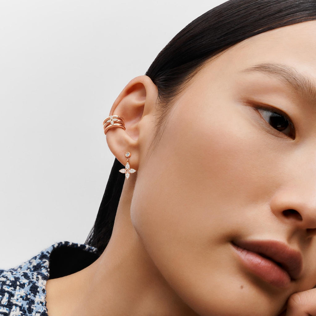 Idylle Blossom Ear Stud, Pink Gold And Diamonds - Per Unit