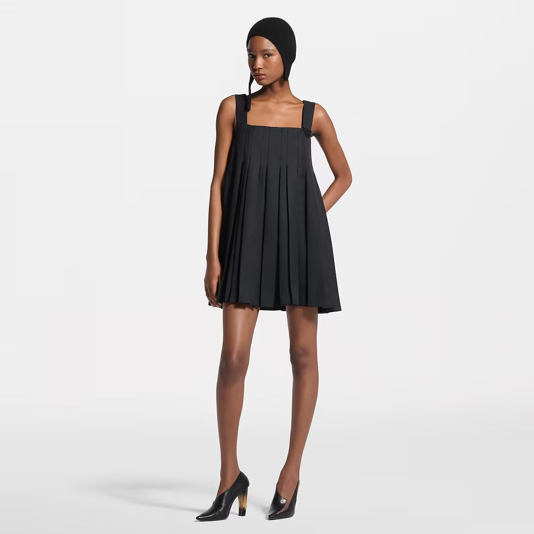 Pleated Square Neck Babydoll Dress