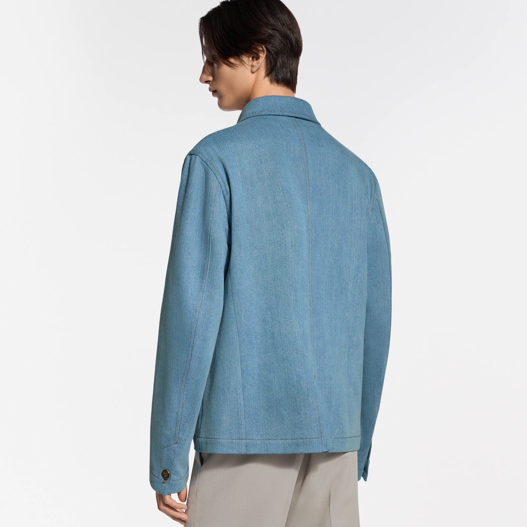 Silk-Blend Denim Workwear Jacket