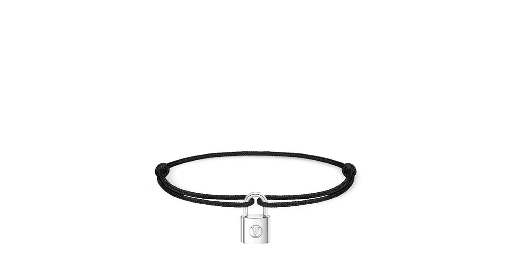 Silver Lockit Bracelet, Sterling Silver and Black Polyester Cord