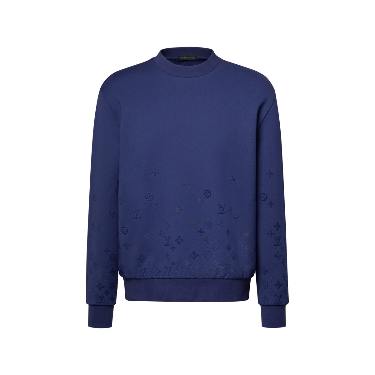 Gradient Signature Flock Print Long-Sleeved Crewneck