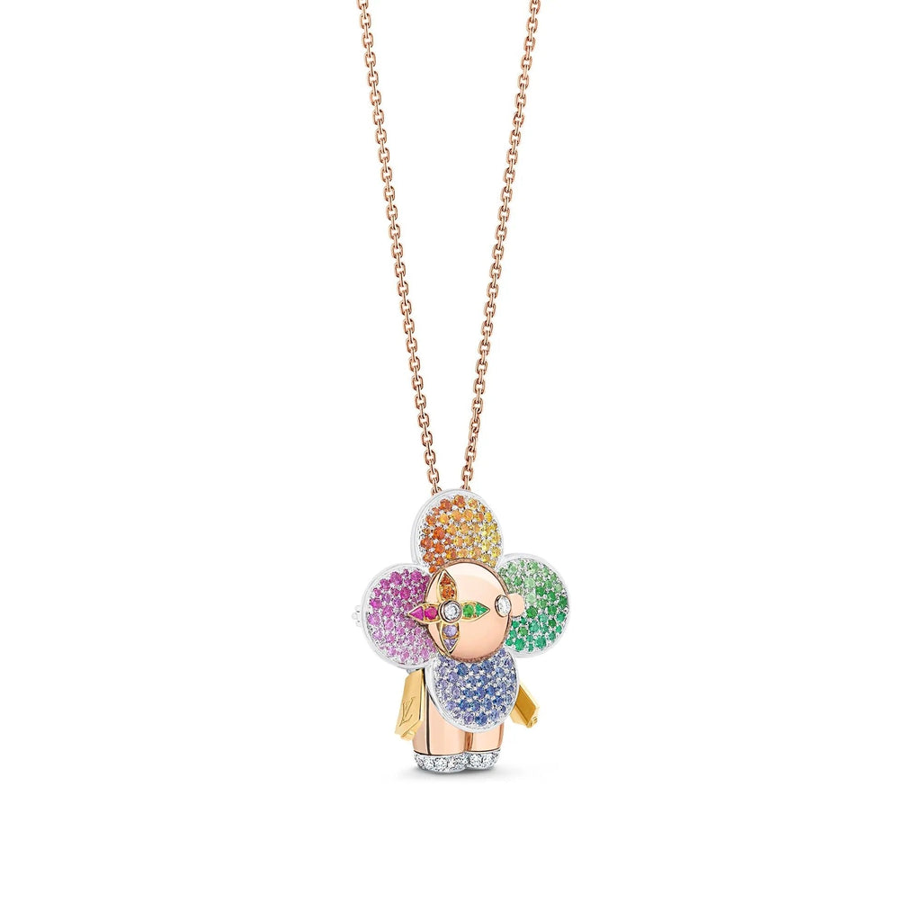 Vivienne Rainbow Pendant, 3 Golds, Diamonds & Colored Gemstones
