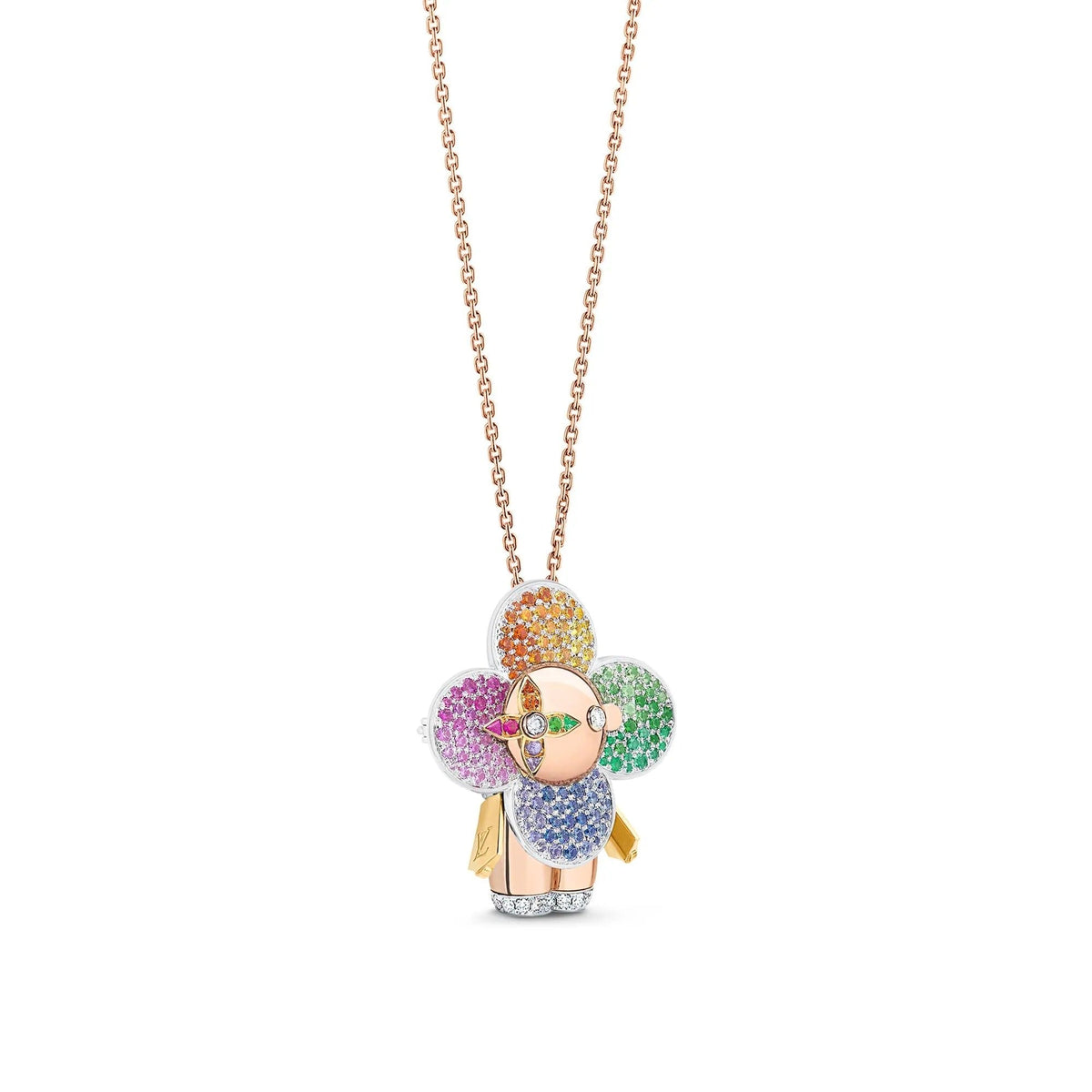 Vivienne Rainbow Pendant, 3 Golds, Diamonds & Colored Gemstones