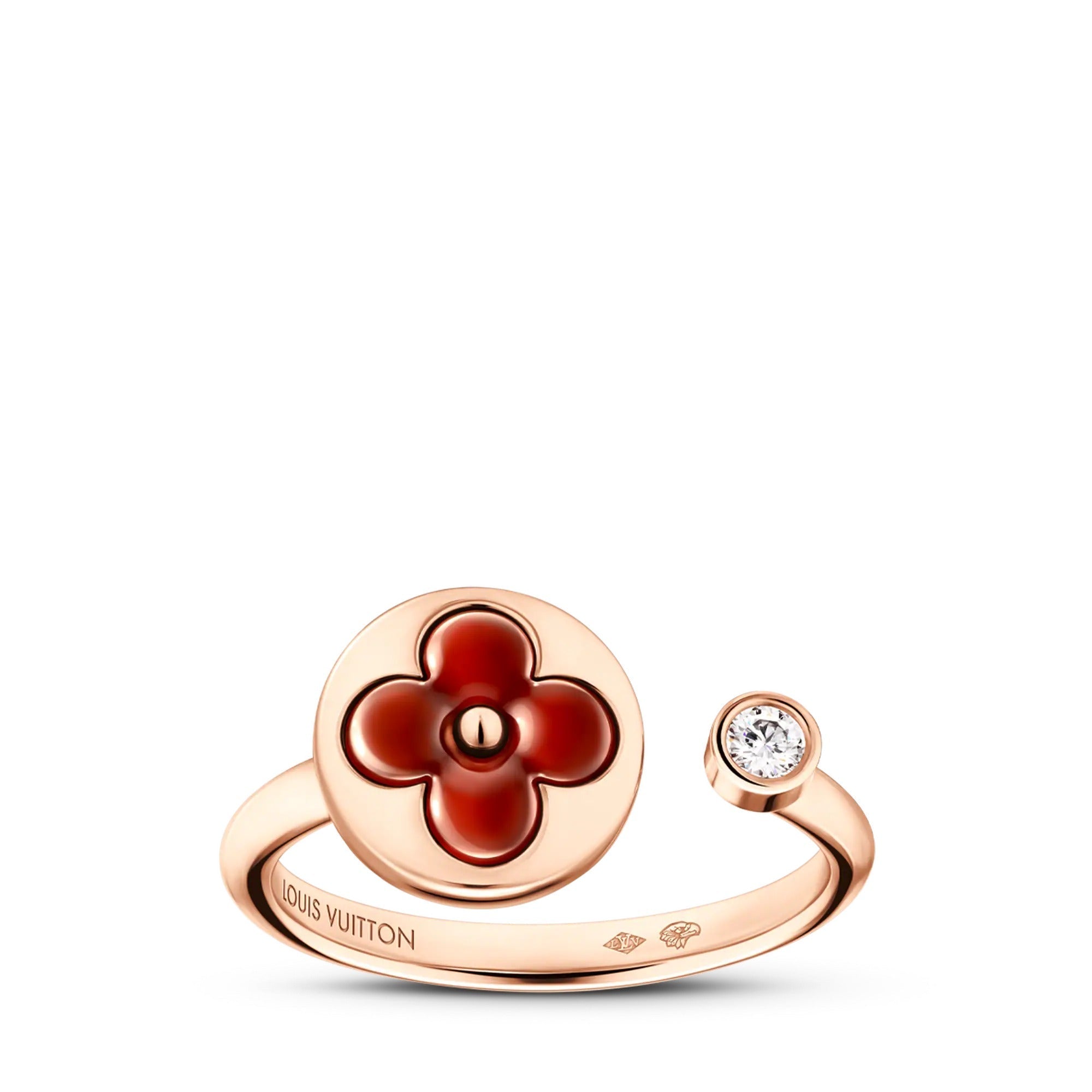 Color Blossom Mini Sun Ring, Pink Gold, Cornelian and Diamond