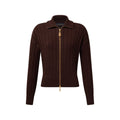 Ribbed-Knit Zip-Up Cardigan