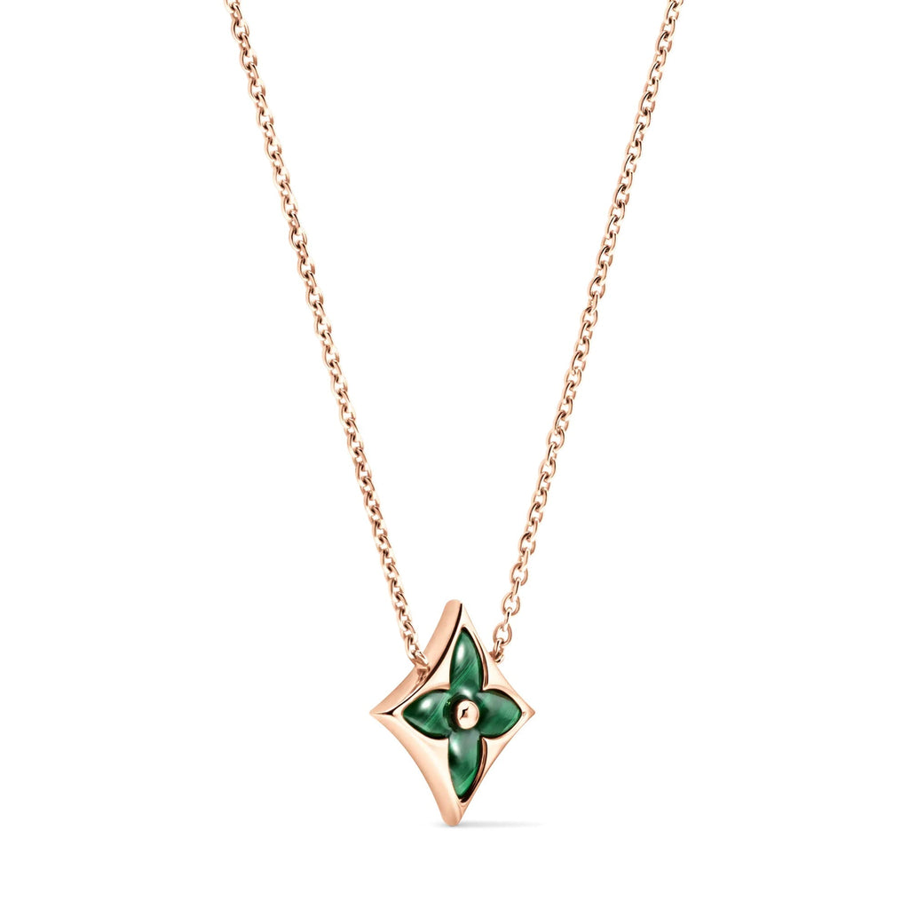Color Blossom M Star Pendant, Pink Gold and Malachite