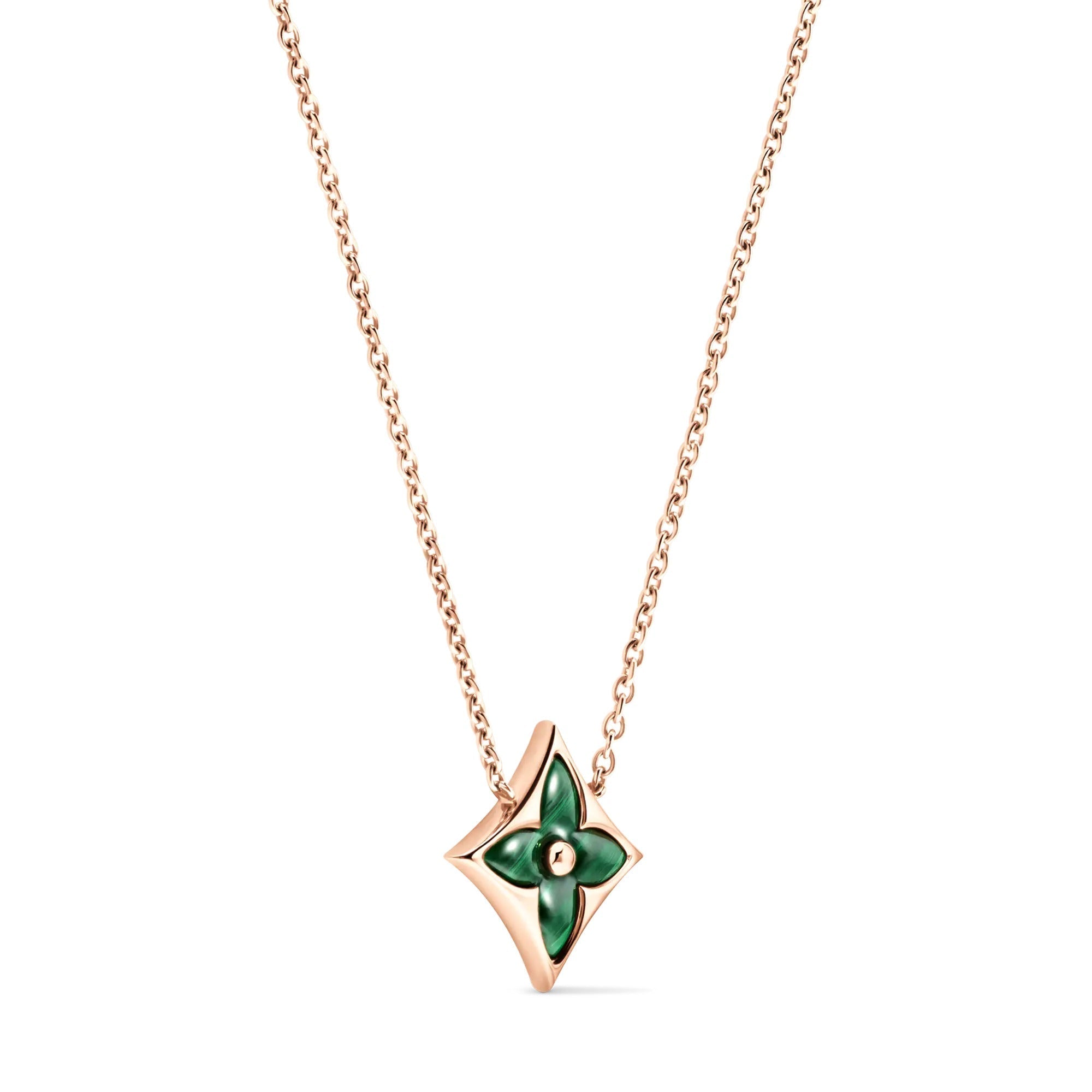Color Blossom M Star Pendant, Pink Gold and Malachite